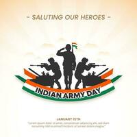 Indian Army Day Background with a silhouette of soldiers vector