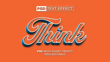 Think 3D Text Effect Orange Style. Editable Text Effect. psd