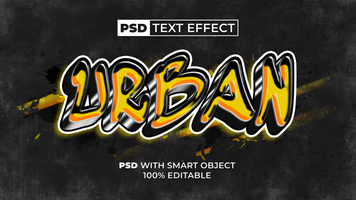Urban text effect graffiti style. Editable text effect. psd