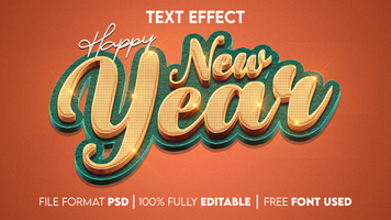 nuevo año 3d editable texto efecto psd