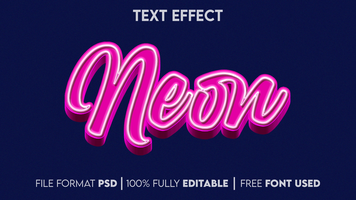 neon 3d editable text effect psd