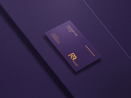 Dark UV Effects Gold Foil Business Card Mockup psd