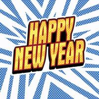 contento nuevo año saludo en oro color, con un azul resumen antecedentes vector