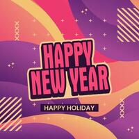 trendy and modern happy new year greeting social media post, with colorful background vector