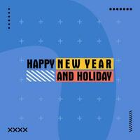 happy new year and holiday greeting social media post with blue background vector