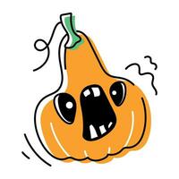 Scary Halloween Pumpkins Doodle Icon vector