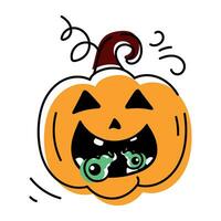 Scary Halloween Pumpkins Doodle Icon vector