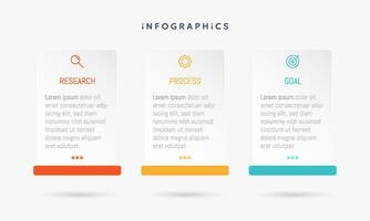 moderno negocio infografía plantilla, cuadrado forma con 3 opciones o pasos iconos vector