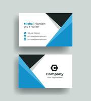 vector corporate Double-sided creative Professional modern simple unique blue minimalist gold elegant business card in red theme