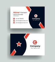 vector corporate Double-sided creative Professional modern simple unique blue minimalist gold elegant business card in red theme