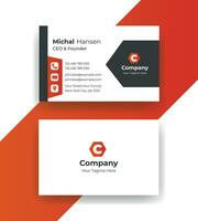 vector corporate Double-sided creative Professional modern simple unique blue minimalist gold elegant business card in red theme