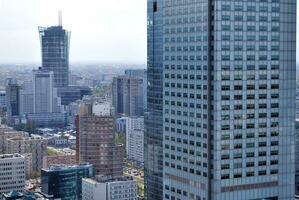 Modern office building in the city with windows and  steel and aluminum photo