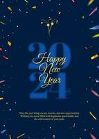 Blue Happy New Year Celebration Greeting Card template