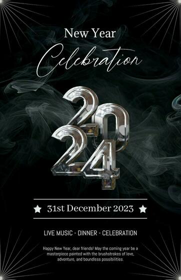 Black Elegant Happy New Year Celebration Poster