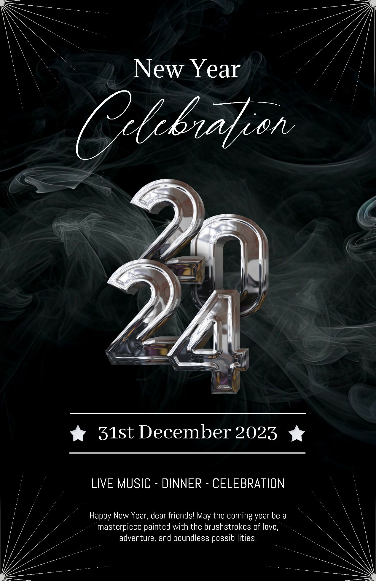 Black Elegant Happy New Year Celebration Poster