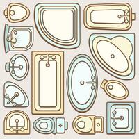 Bathroom and WC top view from above. Colorful pastel set isolated on light background vector