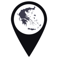 Black Pointer or pin location with Greece map inside. Map of Greece png