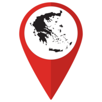 Red Pointer or pin location with Greece map inside. Map of Greece png