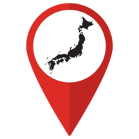 Red Pointer or pin location with Japan map inside. Japan map png