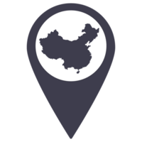 noir aiguille ou épingle emplacement avec Chine carte à l'intérieur. carte de Chine png