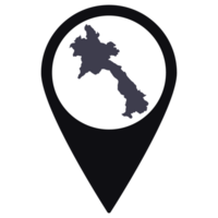 Black Pointer or pin location with Laos map inside. Map of Laos png