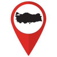 Red Pointer or pin location with Turkey map inside. Map of Turkey png