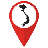 Red Pointer or pin location with Vietnam map inside. Map of Vietnam png