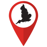 vermelho ponteiro ou PIN localização com Inglaterra mapa dentro. mapa do Inglaterra png