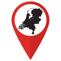 Red Pointer or pin location with Netherlands map inside. Map of Netherlands png