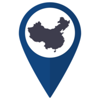 Blue Pointer or pin location with China map inside. Map of China png