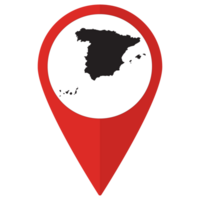 vermelho ponteiro ou PIN localização com Espanha mapa dentro. Espanha mapa png