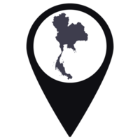 Black Pointer or pin location with Thailand map inside. Map of Thailand png