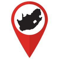 Red Pointer or pin location with South Africa map inside. Map of South Africa png