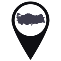 Black Pointer or pin location with Turkey map inside. Map of Turkey png