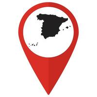 Red Pointer or pin location with Spain map inside. Spain map vector