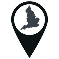 Black Pointer or pin location with England map inside. Map of England vector