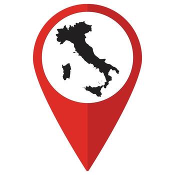 Red Pointer or pin location with Italy map inside. Map of Italy vector