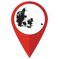 rojo puntero o alfiler ubicación con Dinamarca mapa adentro. mapa de Dinamarca vector