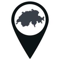 Black Pointer or pin location with Switzerland map inside. Map of Switzerland vector