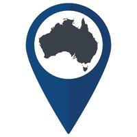 Blue Pointer or pin location with Australia map inside. Map of Australia vector