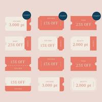 Online shopping coupon ticket card voucher element in pastel pink. Minimal modern vector. Template for graphic design, banner, text space, social media, blog, online shopping platform, sales vector