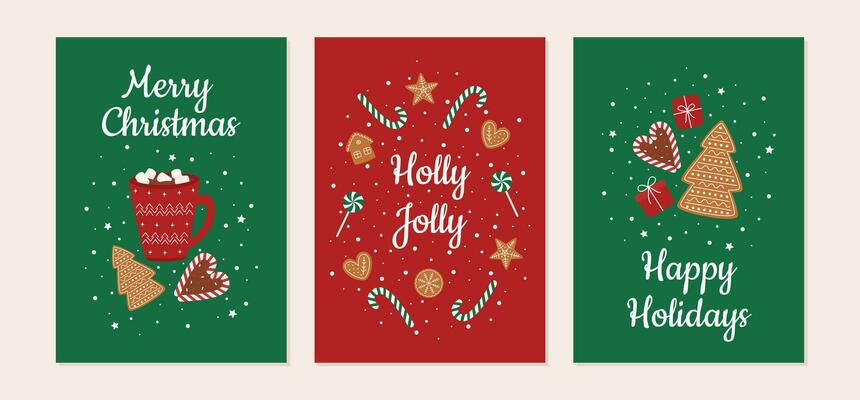 Holiday Christmas card set with sweets