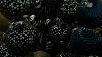 3d animation with dynamic movement of christmas ornaments. Video render in 4k.