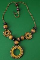 a necklace with wooden beads photo
