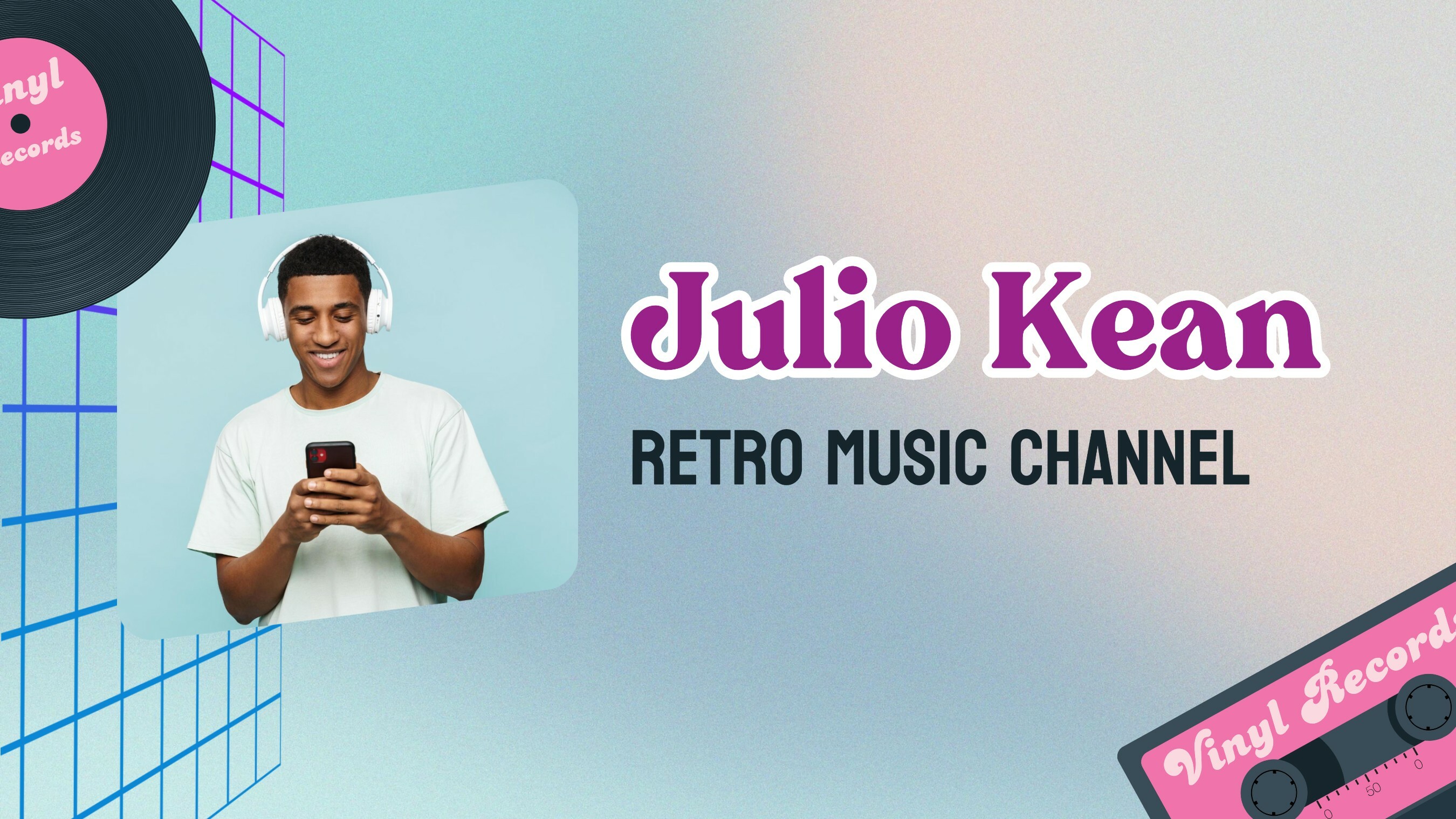 Blue Purple Retro Music Youtube Banner