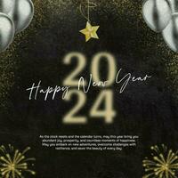 Gold Glitter Happy New Year Celebration LinkedIn Post template