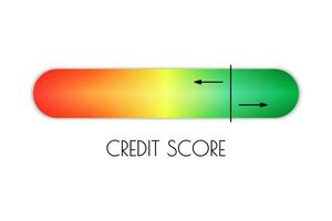 Credit score scale vector illustration. Financial position indicator. Credit score high level