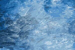 Realistic vector illustration of an icy river surface Texture of ice covered with snow Winter background