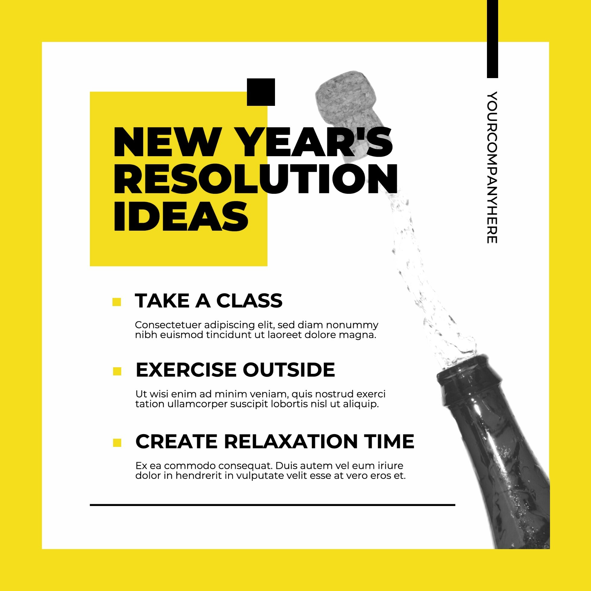 White and Yellow New Year Resolution Ideas LinkedIn Post