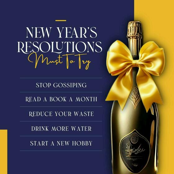 Blue and Yellow New Year Resolutions LinkedIn Post